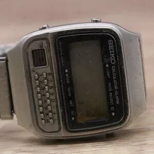 Seiko Watch Calculator Vintage SEIKO Calculator Watch Mens Silver